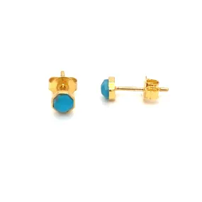 Gemstone Octagonal Stud Earrings