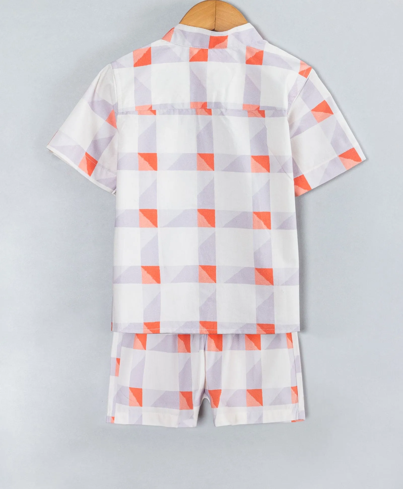 Geometric print Boys coordinate set-Grey/Orange