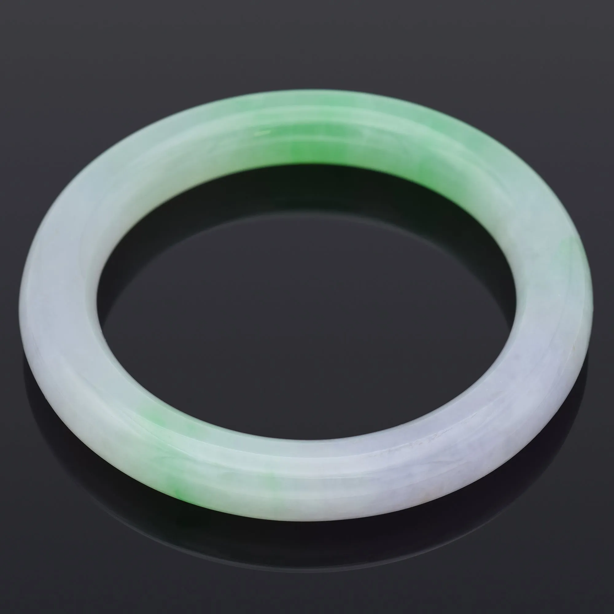 GIA Cert Translucent Variegated Natural Green & Purple Jadeite Jade Bangle Bracelet