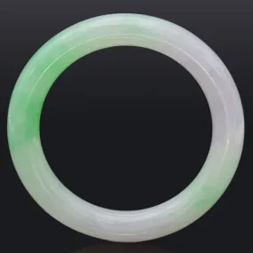 GIA Cert Translucent Variegated Natural Green & Purple Jadeite Jade Bangle Bracelet