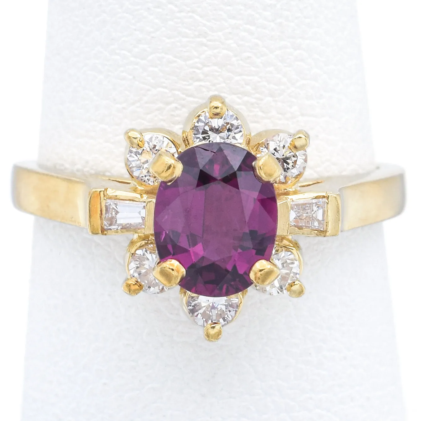 GIA Certified 18K Yellow Gold Natural Ruby & 0.37 TCW Diamond Band Ring