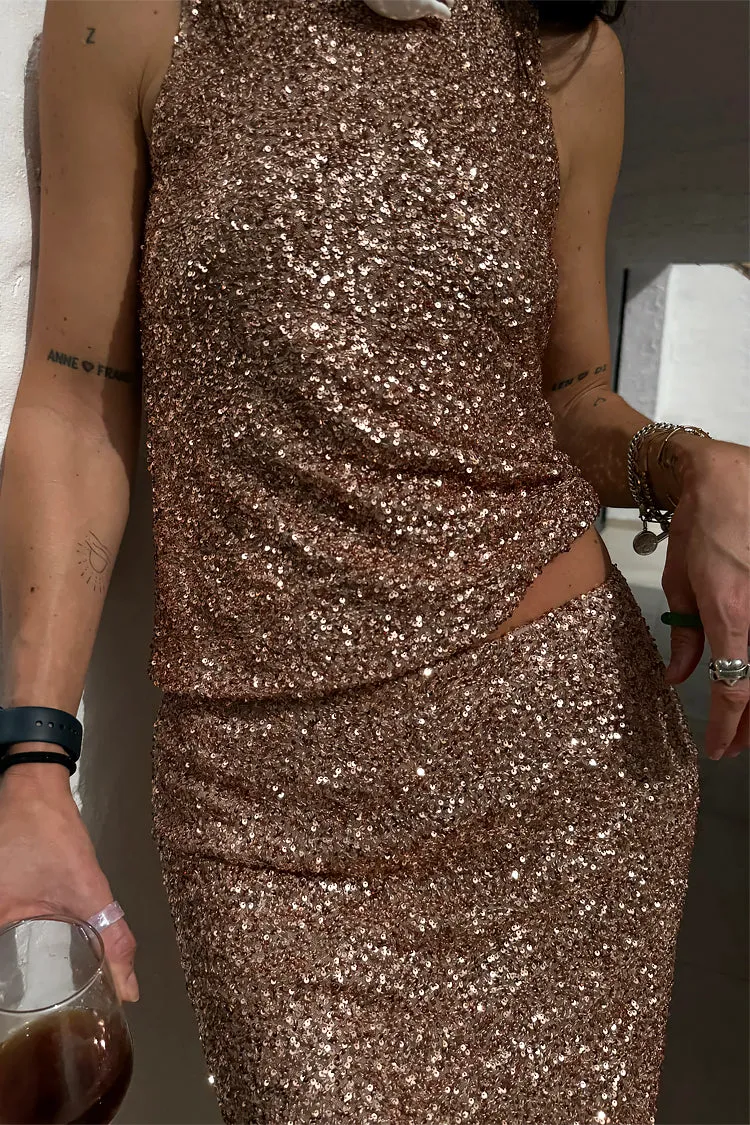 Gold Sequin Tank Top