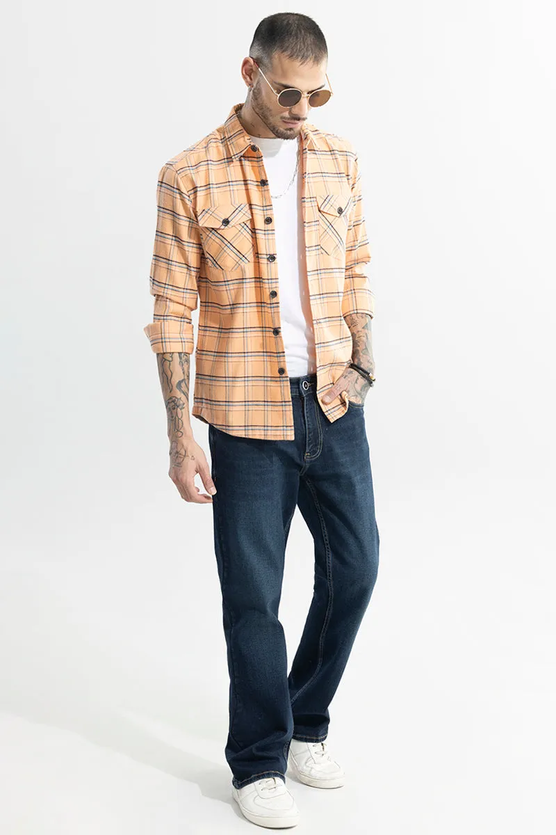 Grid Hatch Orange Checks Shirt