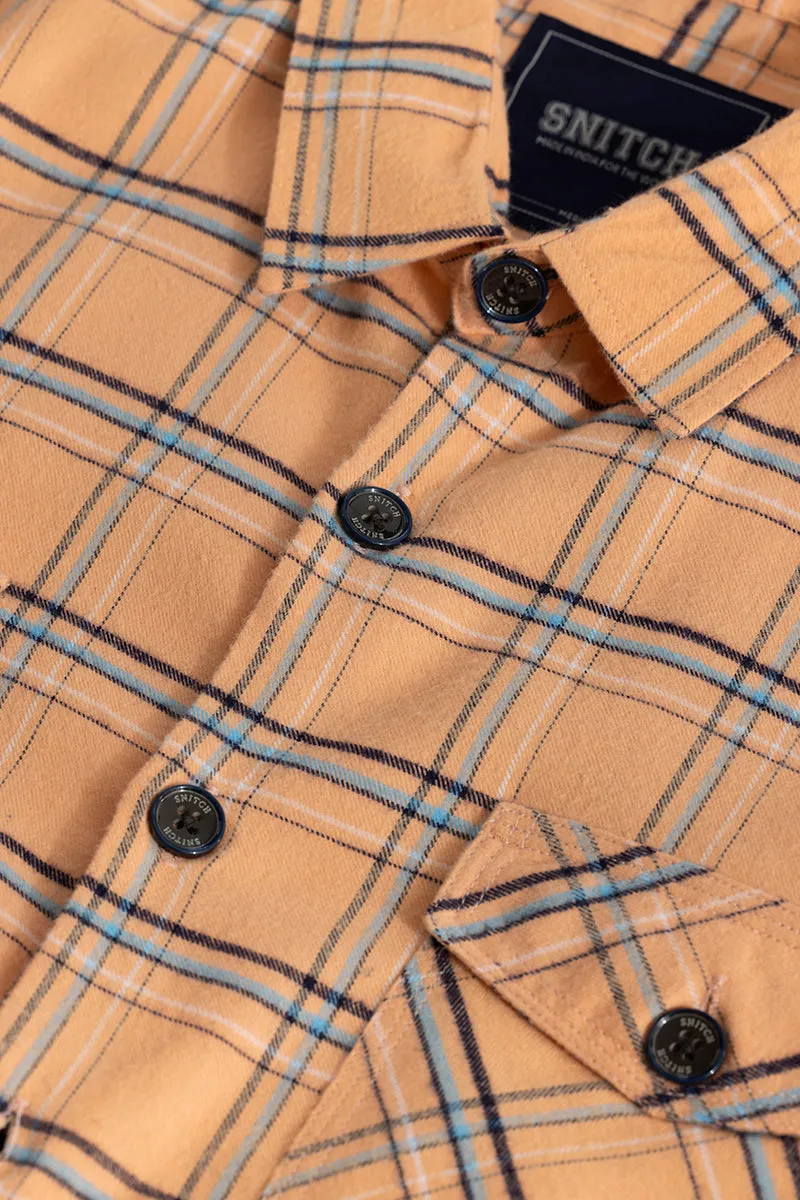 Grid Hatch Orange Checks Shirt