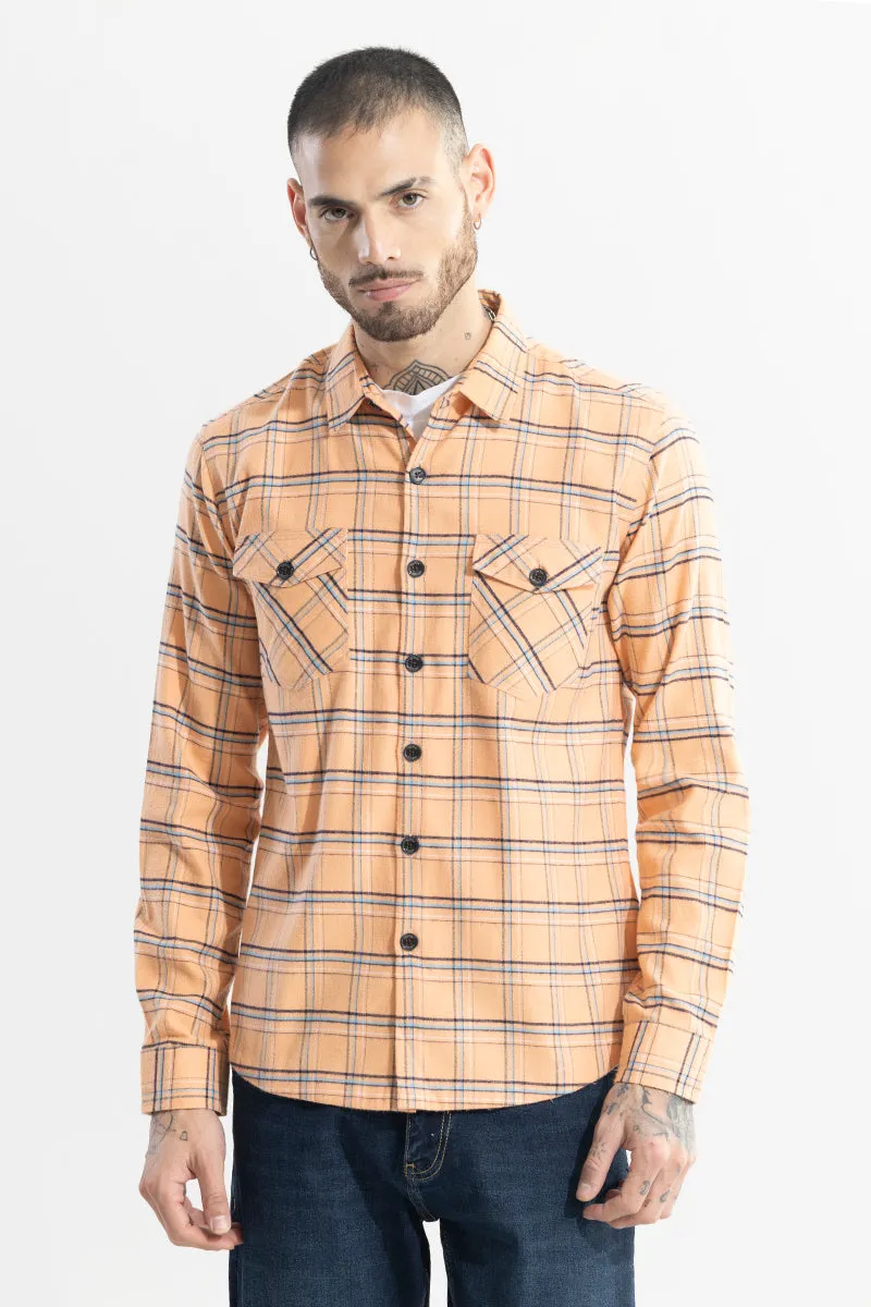 Grid Hatch Orange Checks Shirt