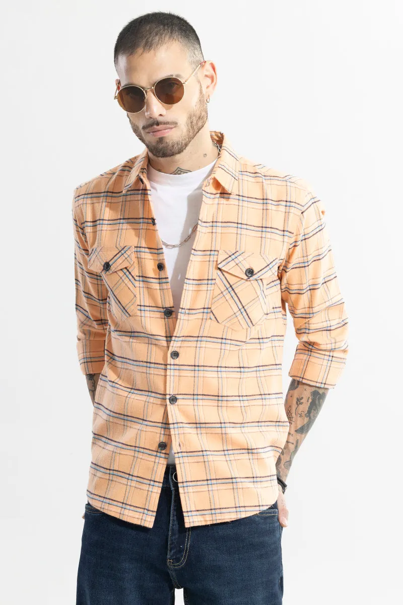 Grid Hatch Orange Checks Shirt