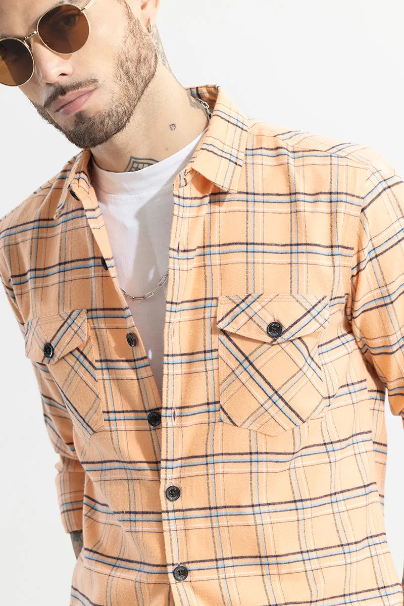 Grid Hatch Orange Checks Shirt