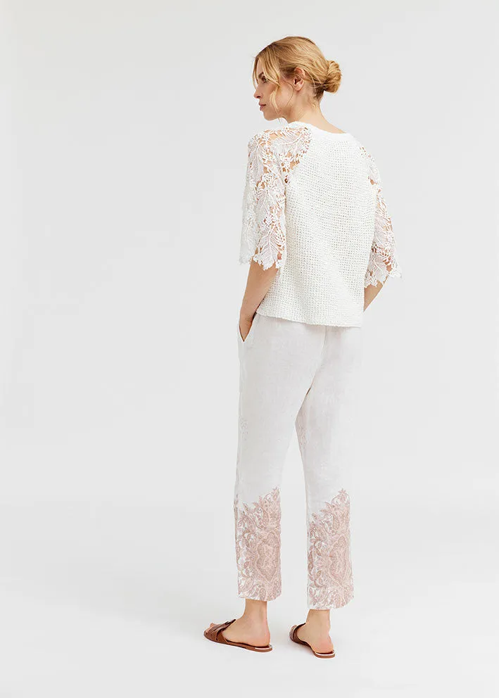 Gustav Myra knit w. lace sleeves 53402 Bright White