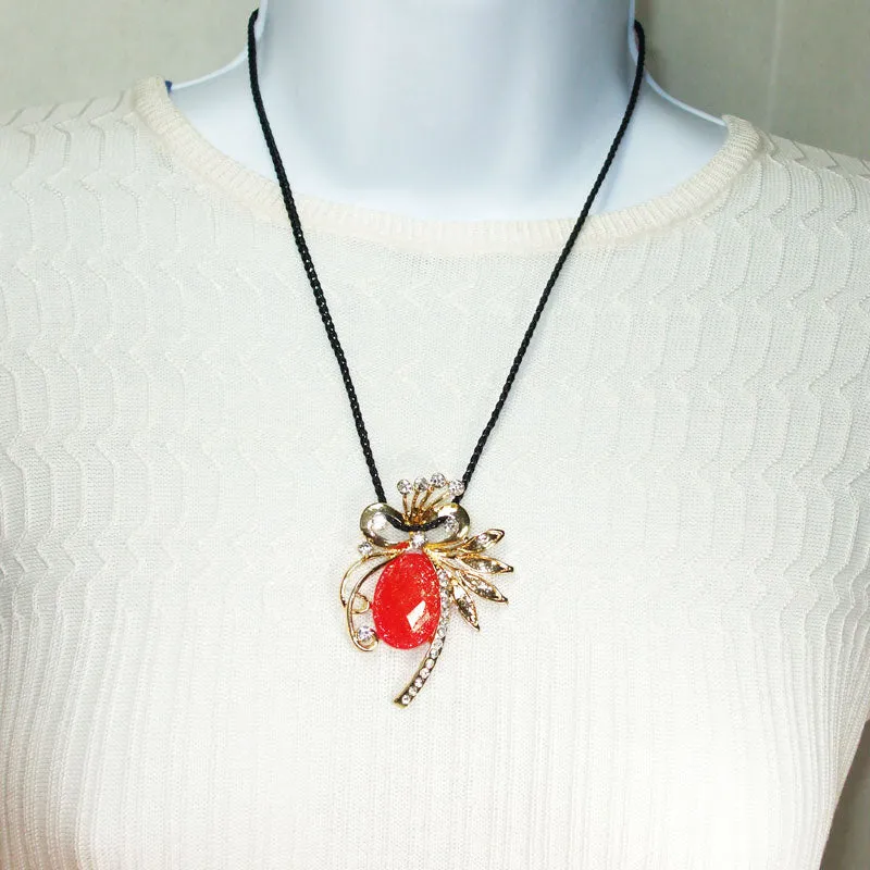 Hathor Red Rose Pendant Necklace