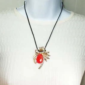 Hathor Red Rose Pendant Necklace