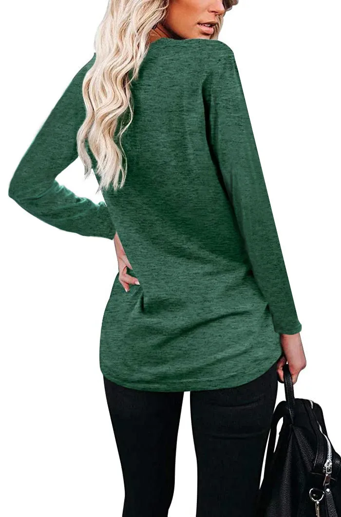 Haute Edition Long Sleeve Heather Pocket Scoop Neck Long Sleeve Pocket Tunic Top