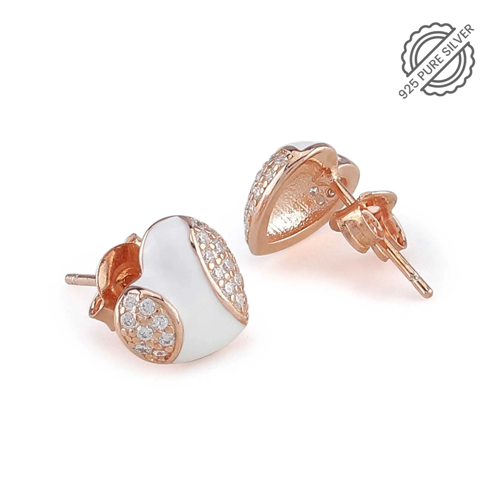 Heart Shape Rose Gold Silver Earring