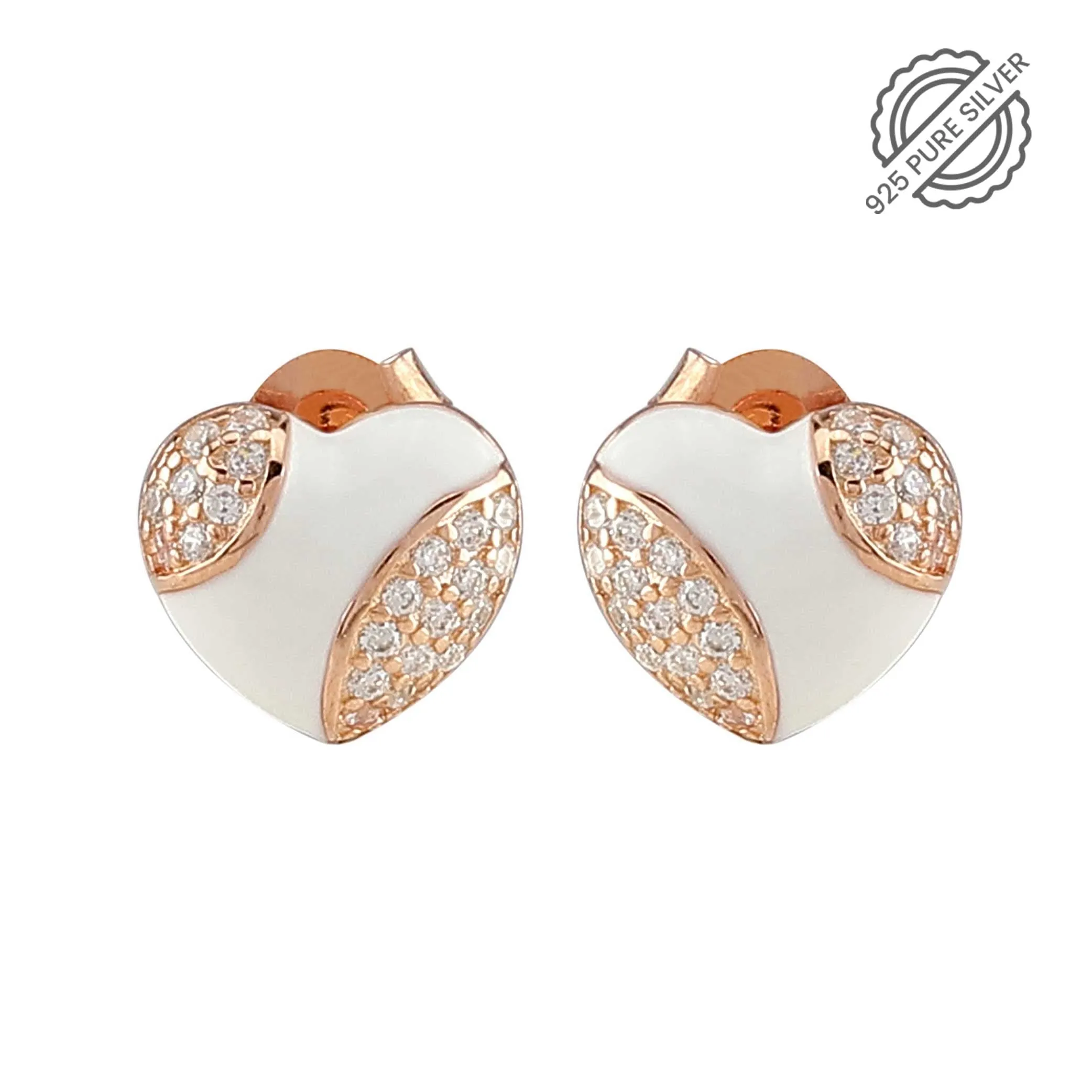 Heart Shape Rose Gold Silver Earring