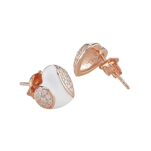 Heart Shape Rose Gold Silver Earring