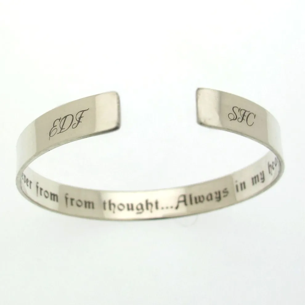 Hidden message bracelet for him - Initials Sterling Silver Cuff Bracelet