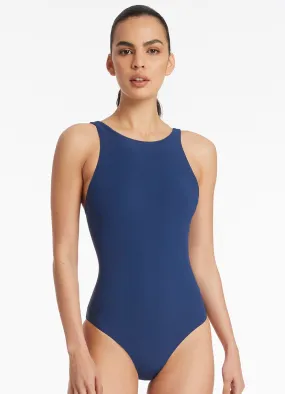 High Neck One Piece - Pacific Blue