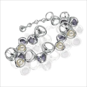 Icona Purple Quartz & Pearl Bracelet in Sterling Silver