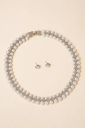 Indira Double Layer Pearl Necklace Set