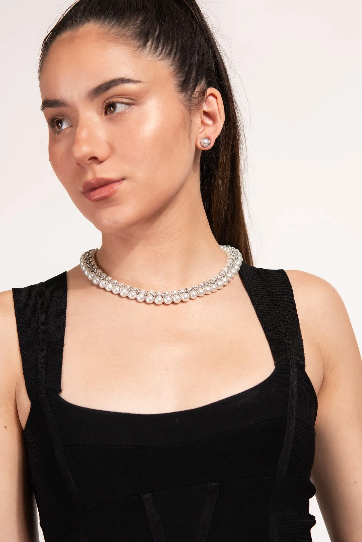 Indira Double Layer Pearl Necklace Set