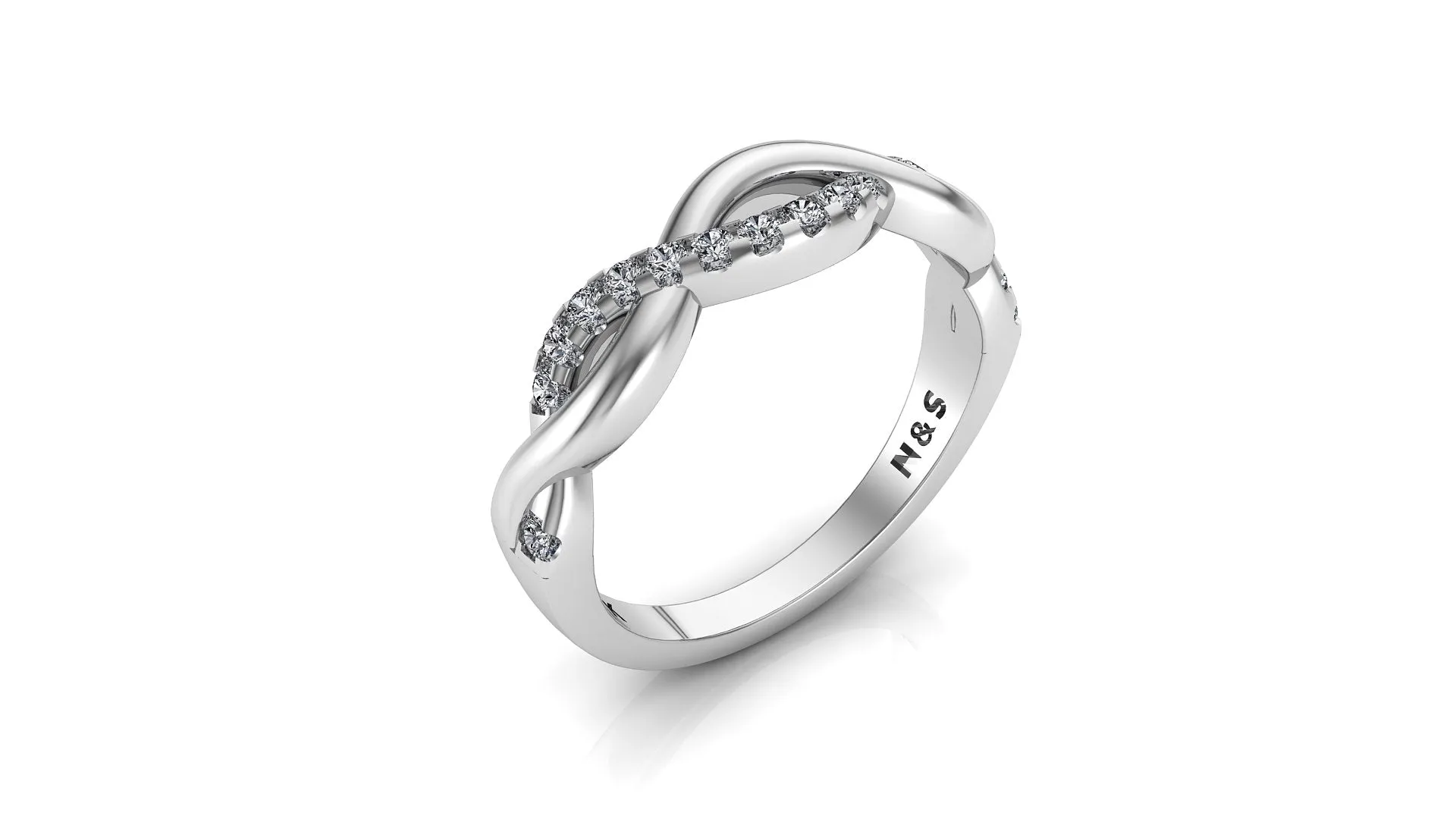 Infinity Single Twist Diamond Anniversary Wedding Band 0.25 ct tw Round-cut 14K Gold BAN081