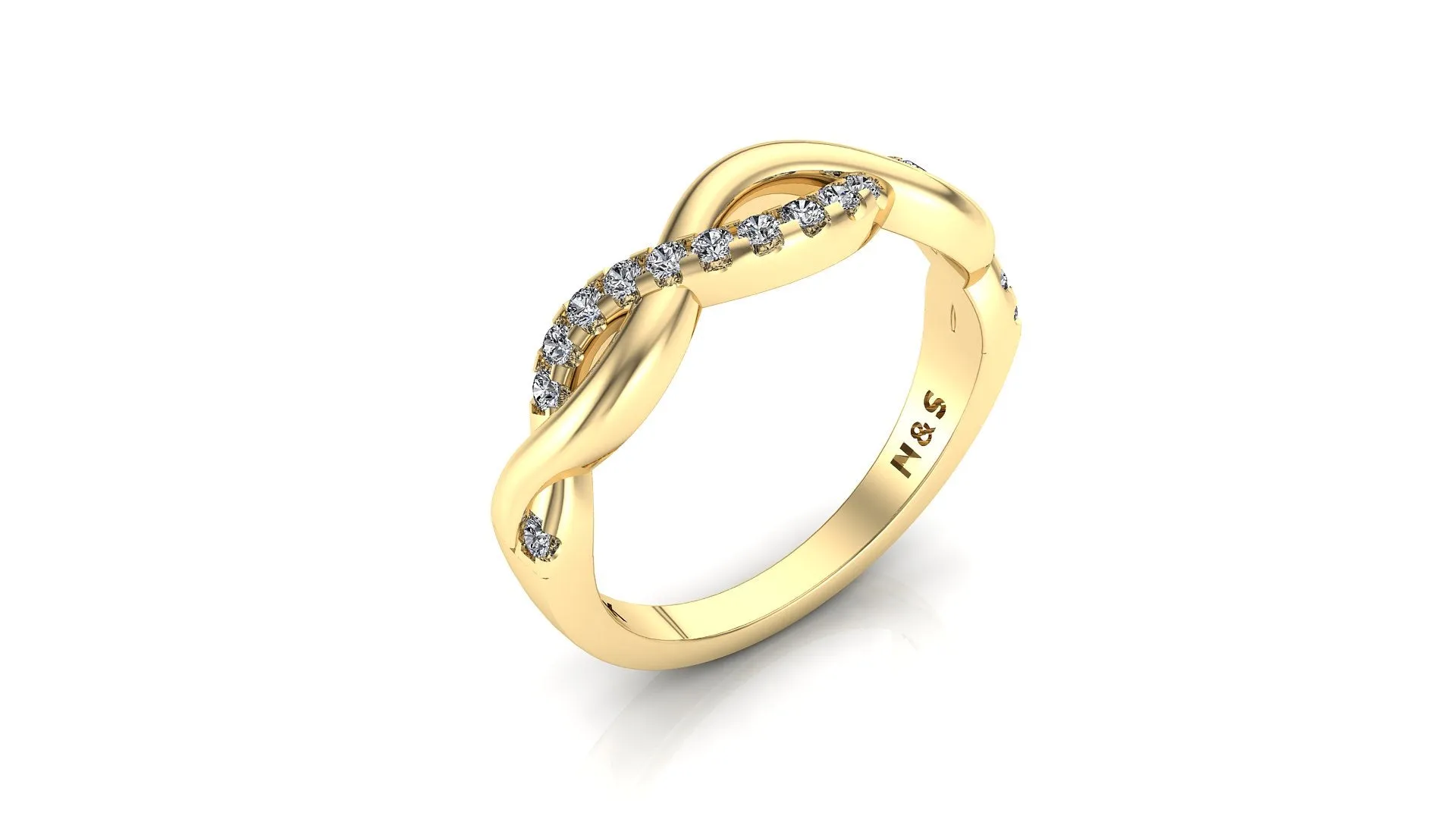 Infinity Single Twist Diamond Anniversary Wedding Band 0.25 ct tw Round-cut 14K Gold BAN081