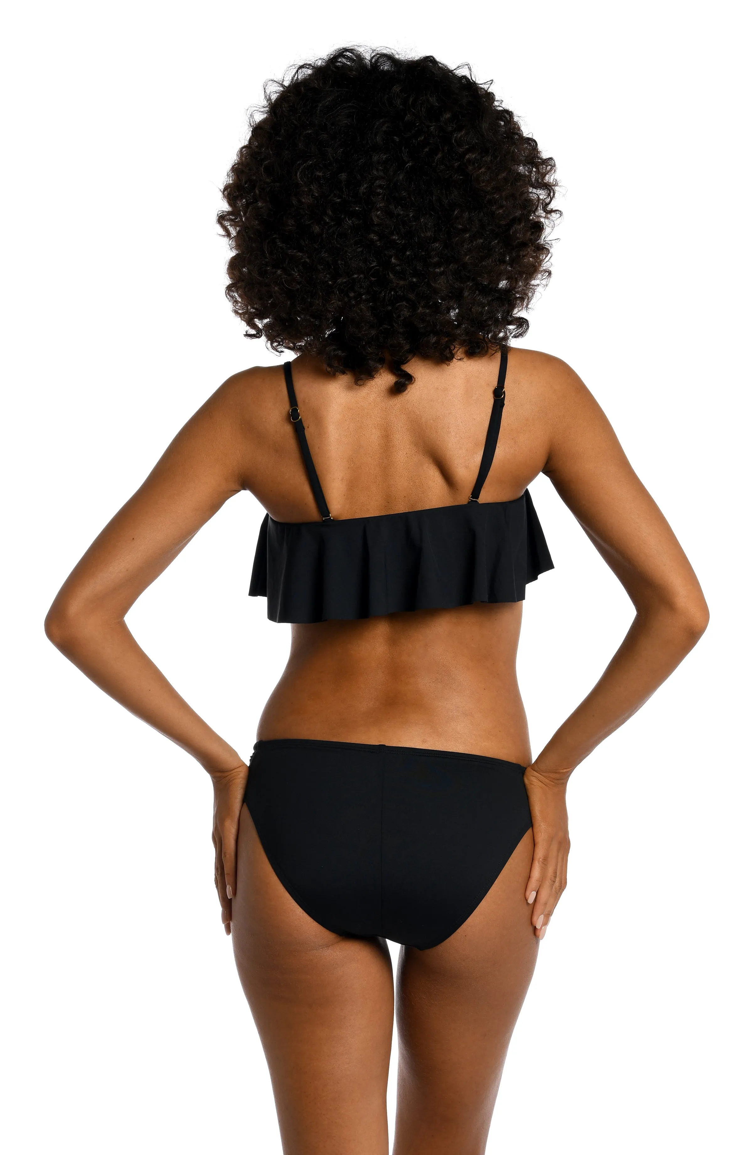 Island Goddess Ruffle Bandeau Bra Top - Black