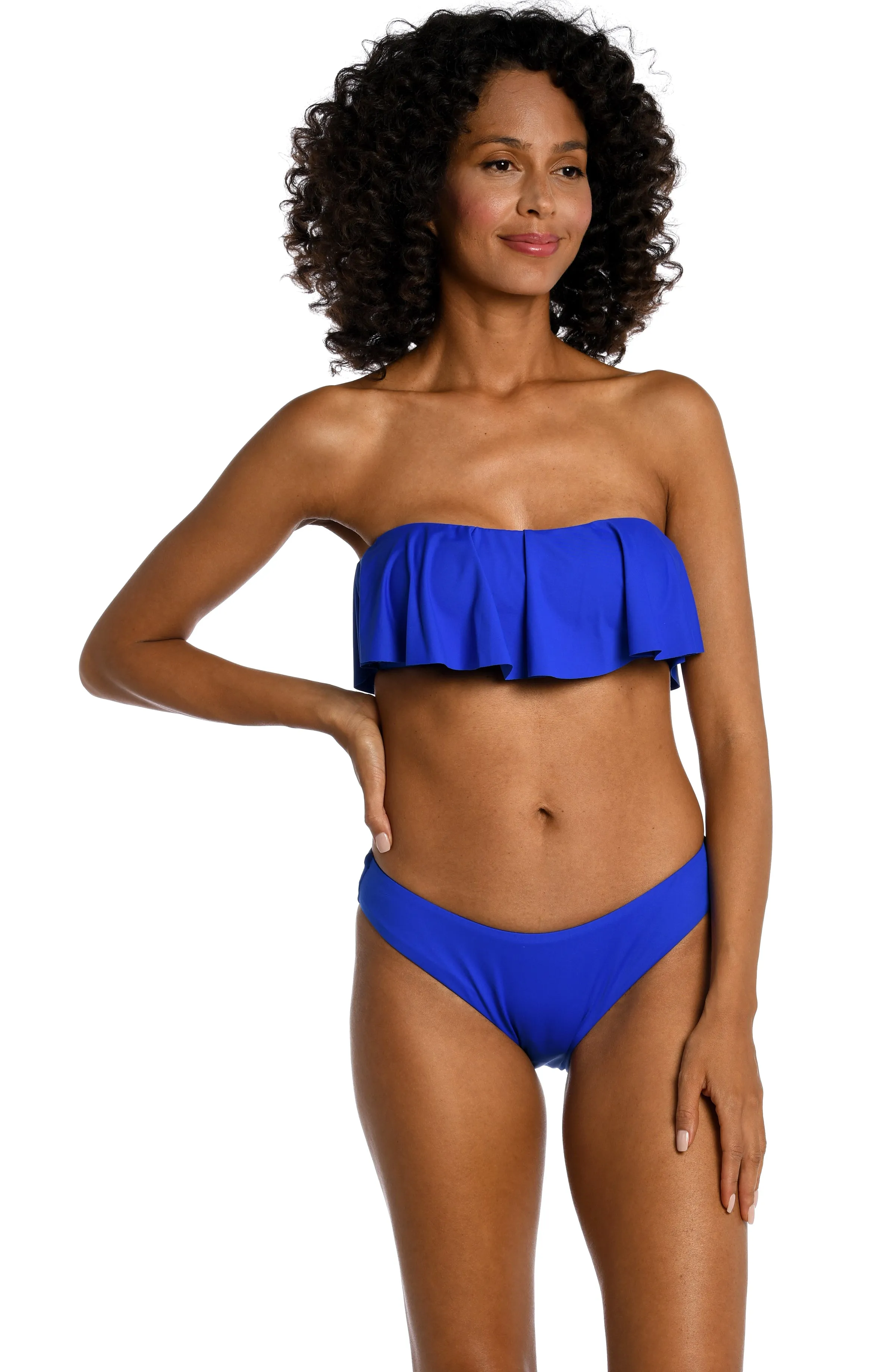 Island Goddess Ruffle Bandeau Bra Top - Sapphire