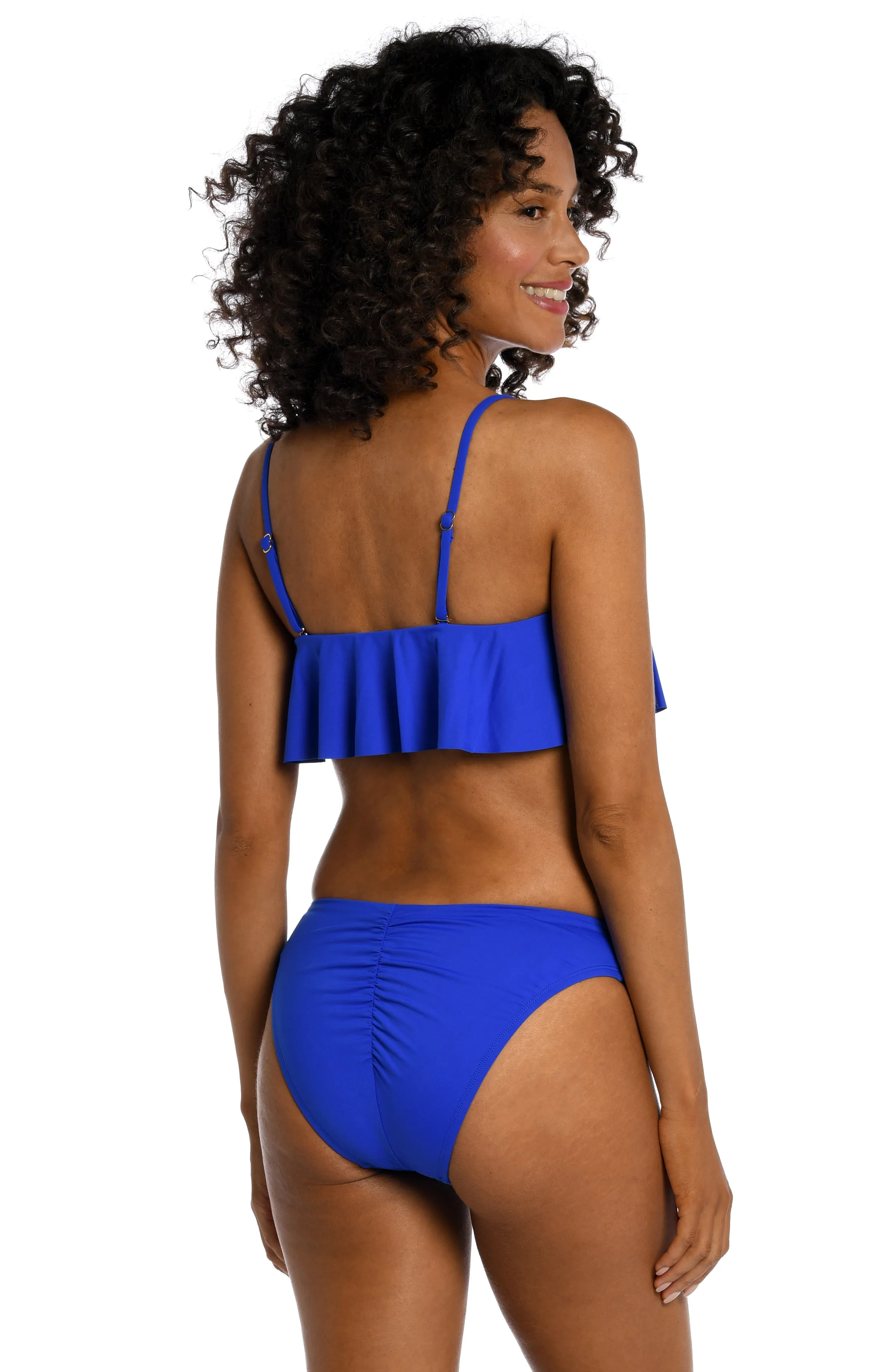 Island Goddess Ruffle Bandeau Bra Top - Sapphire