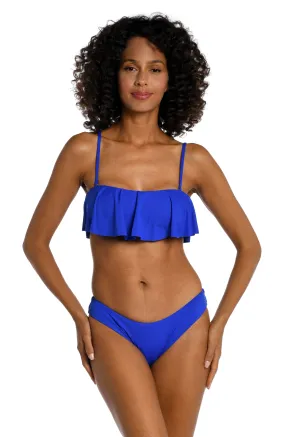 Island Goddess Ruffle Bandeau Bra Top - Sapphire