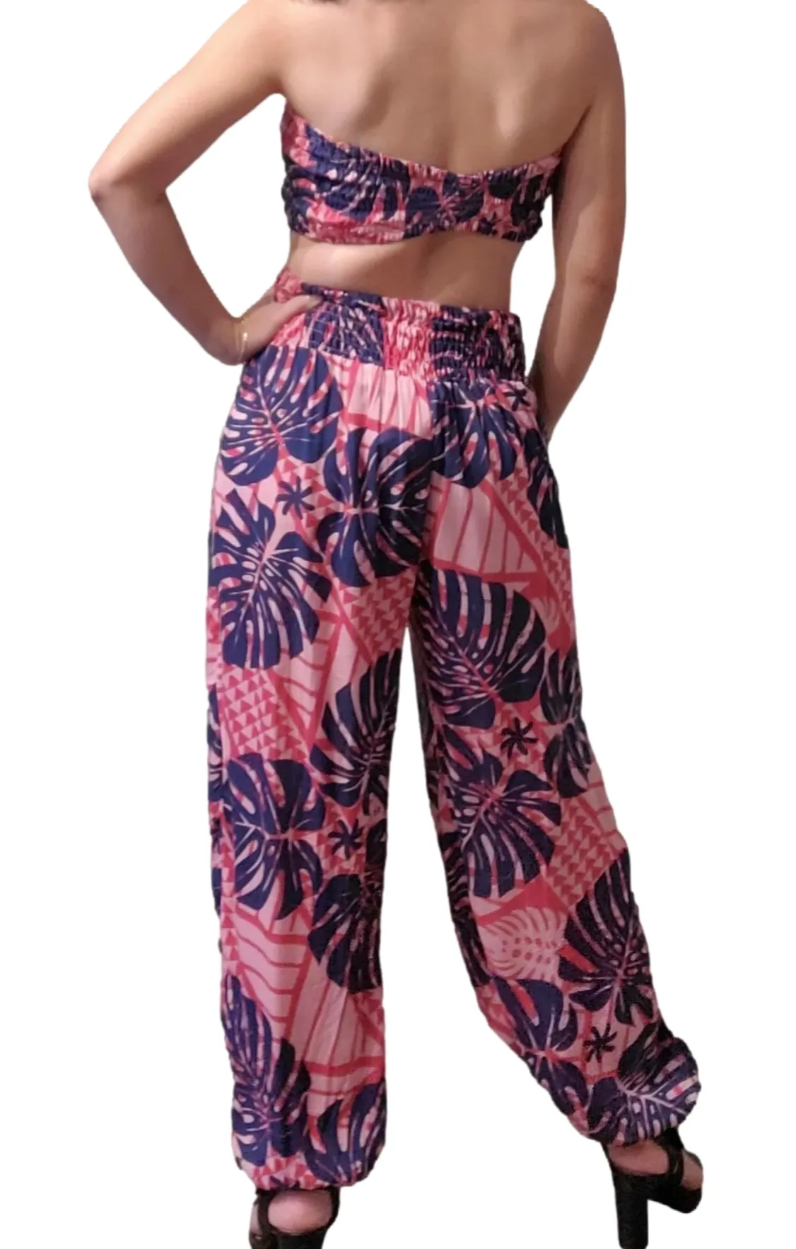 Island Monstera Pants with Bandeau Top (One Size)