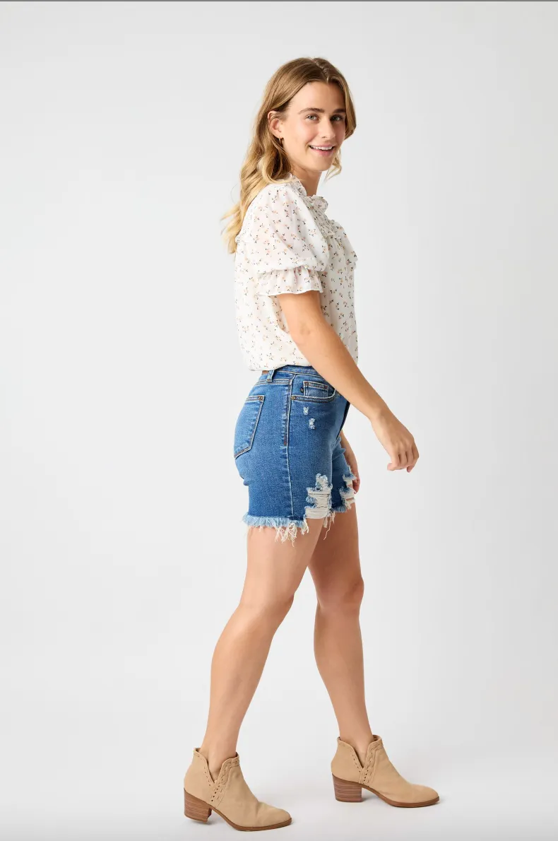 Judy Blue Destroyed Fray Hem Shorts