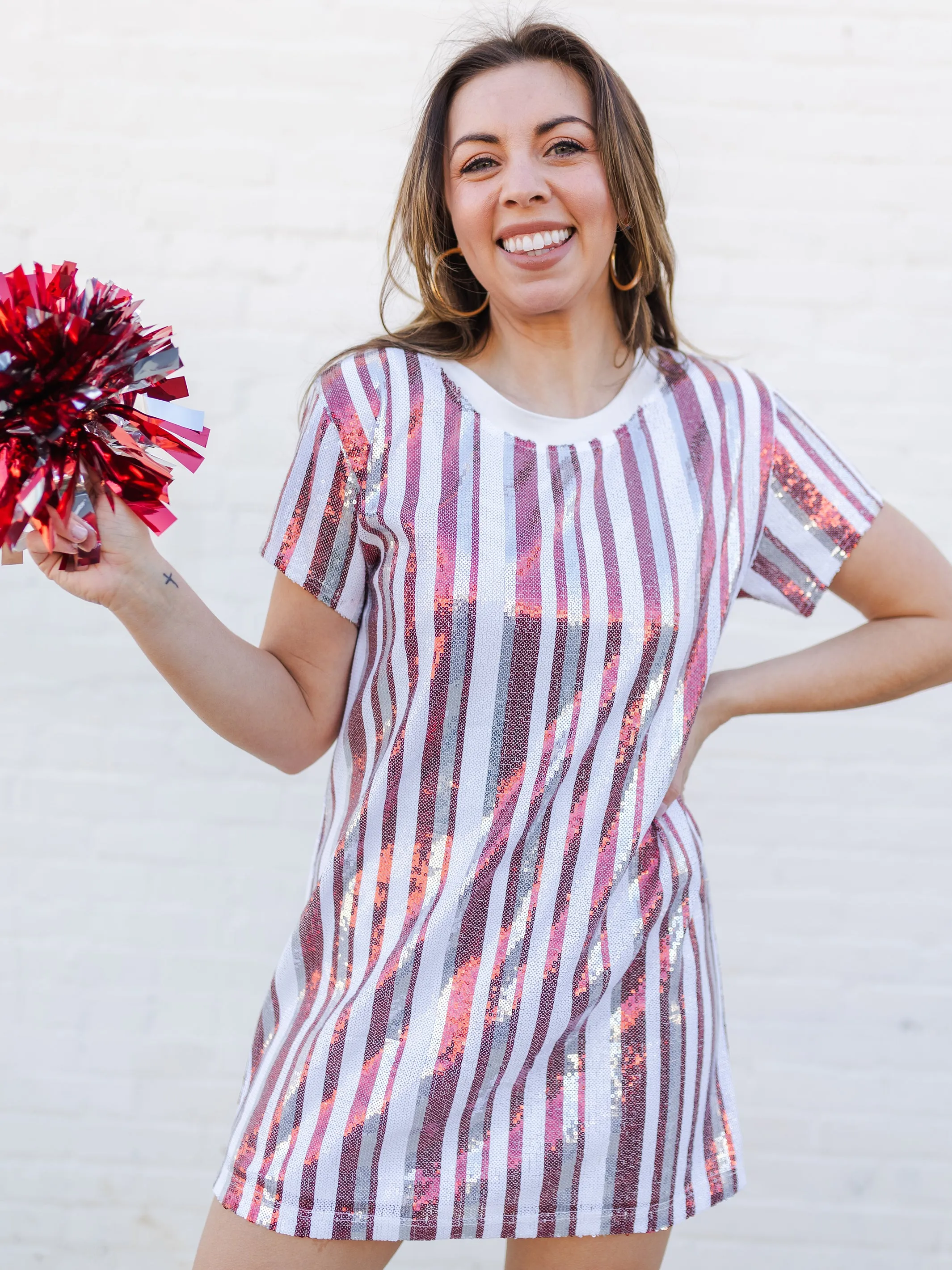 Julia Dress | Crimson   White