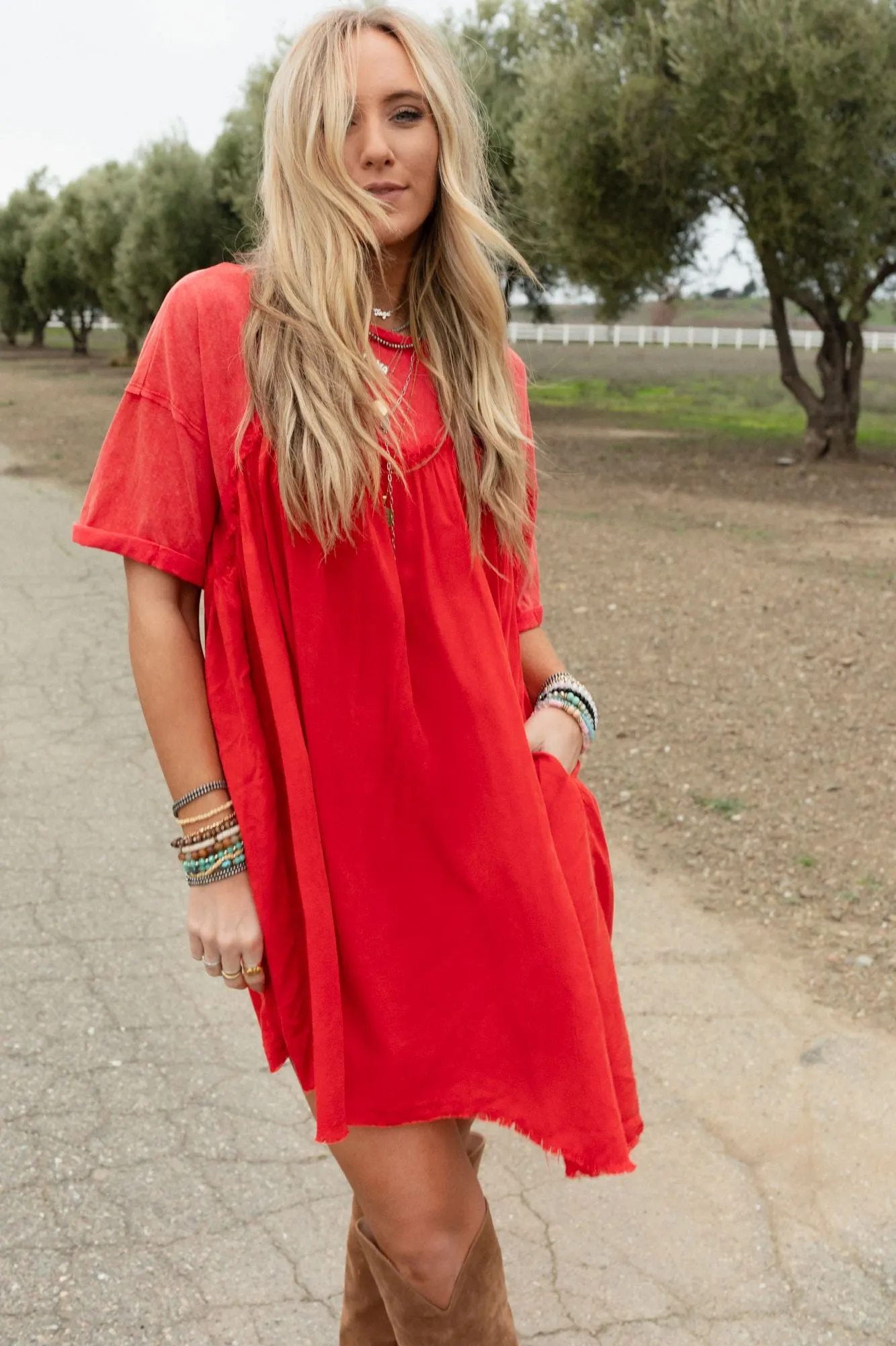 Keep In Touch Tunic Dress - Red