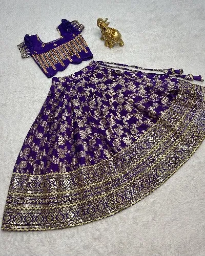 Kids Banglori Satin Sequence Work Lehenga & Blouse Set