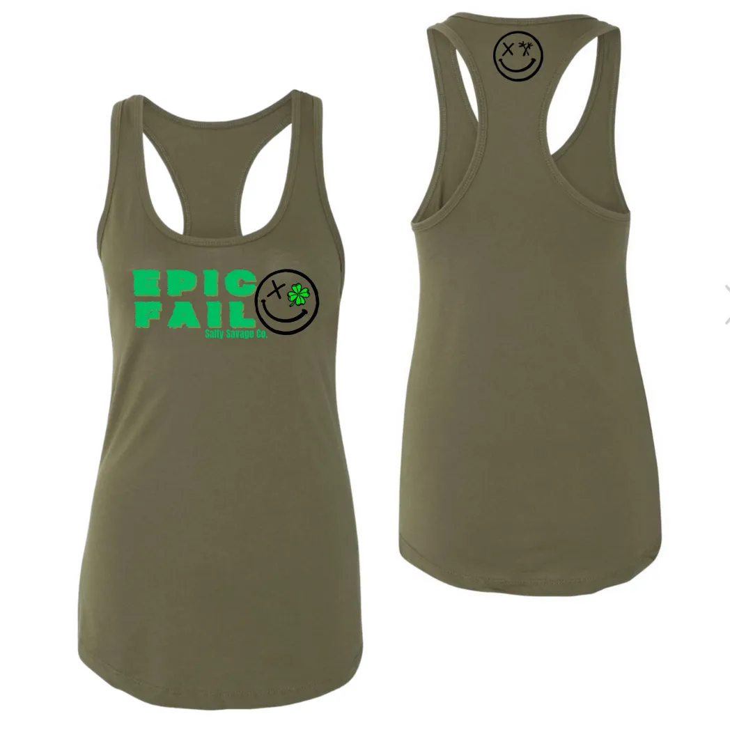 Ladies "EPIC FAIL" Racerback Tank | Green | St. Patrick’s Day