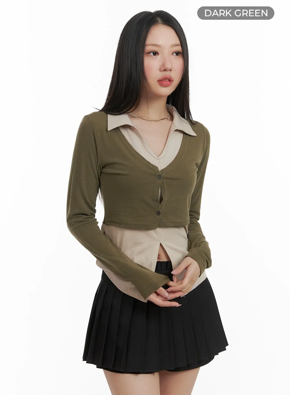 Layered Collared Cardigan CA409