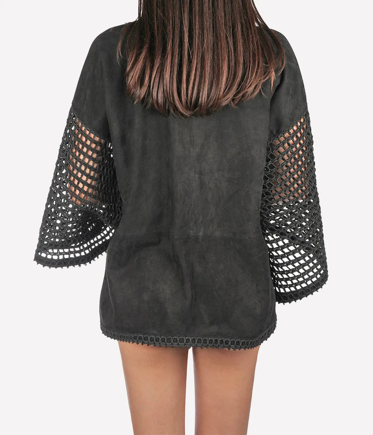 Leather Kimono in Black