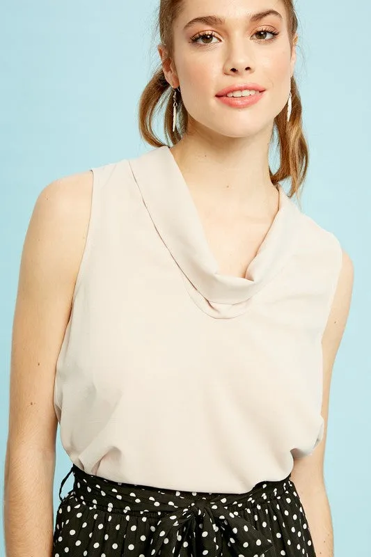 Leila Cowl Neck Sleeveless Top