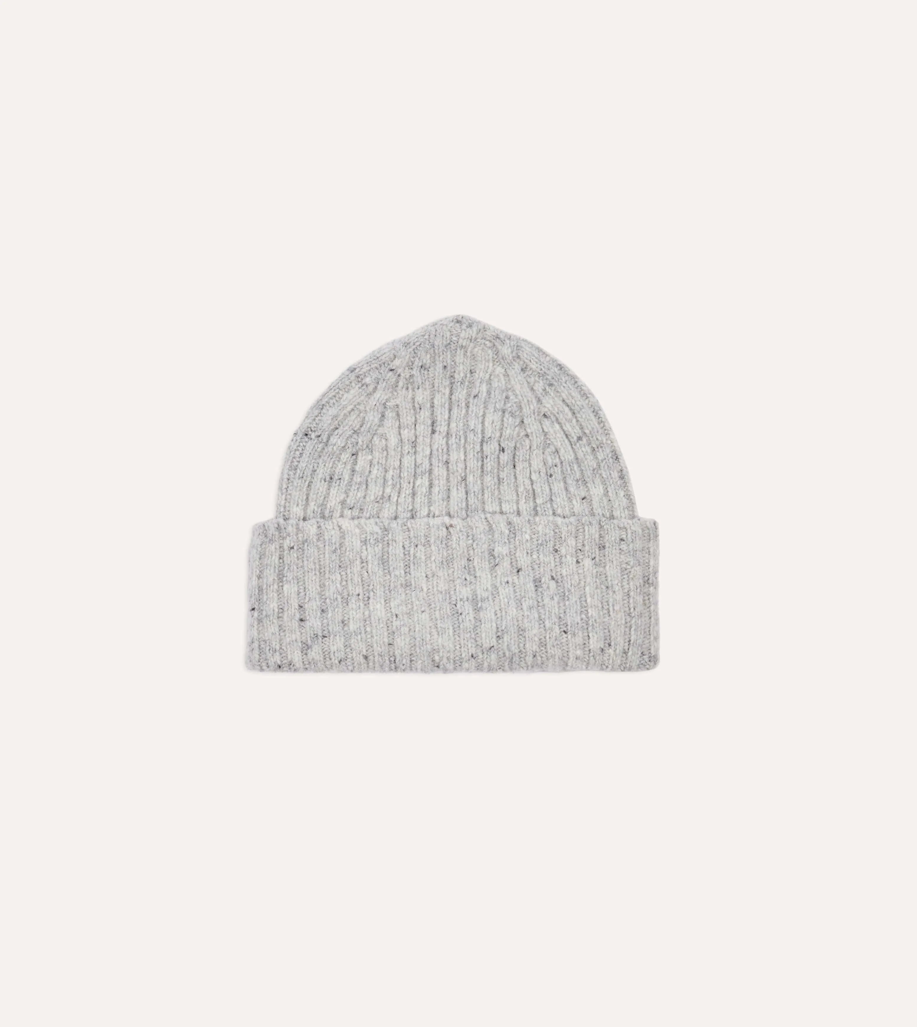 Light Grey Donegal Ribbed Merino Knit Cap