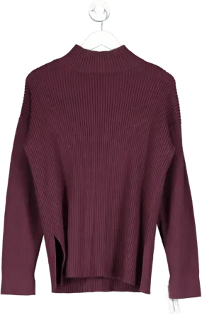 M&S Purple High Neck Split Hem Ribbed Jumper UK M