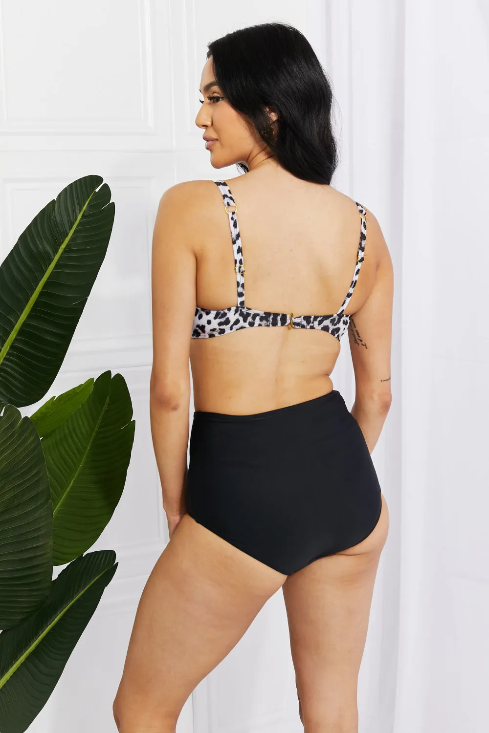 Marina West Swim Take A Dip Twist Hochhaus-Bikini in Leopardenmuster