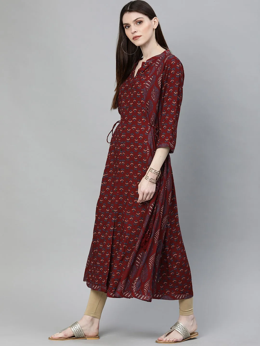 Maroon Rayon Kurta Plus size