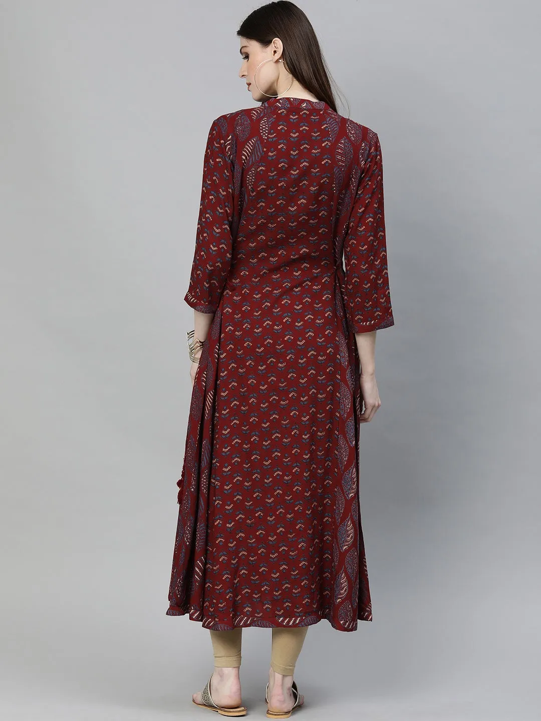 Maroon Rayon Kurta Plus size