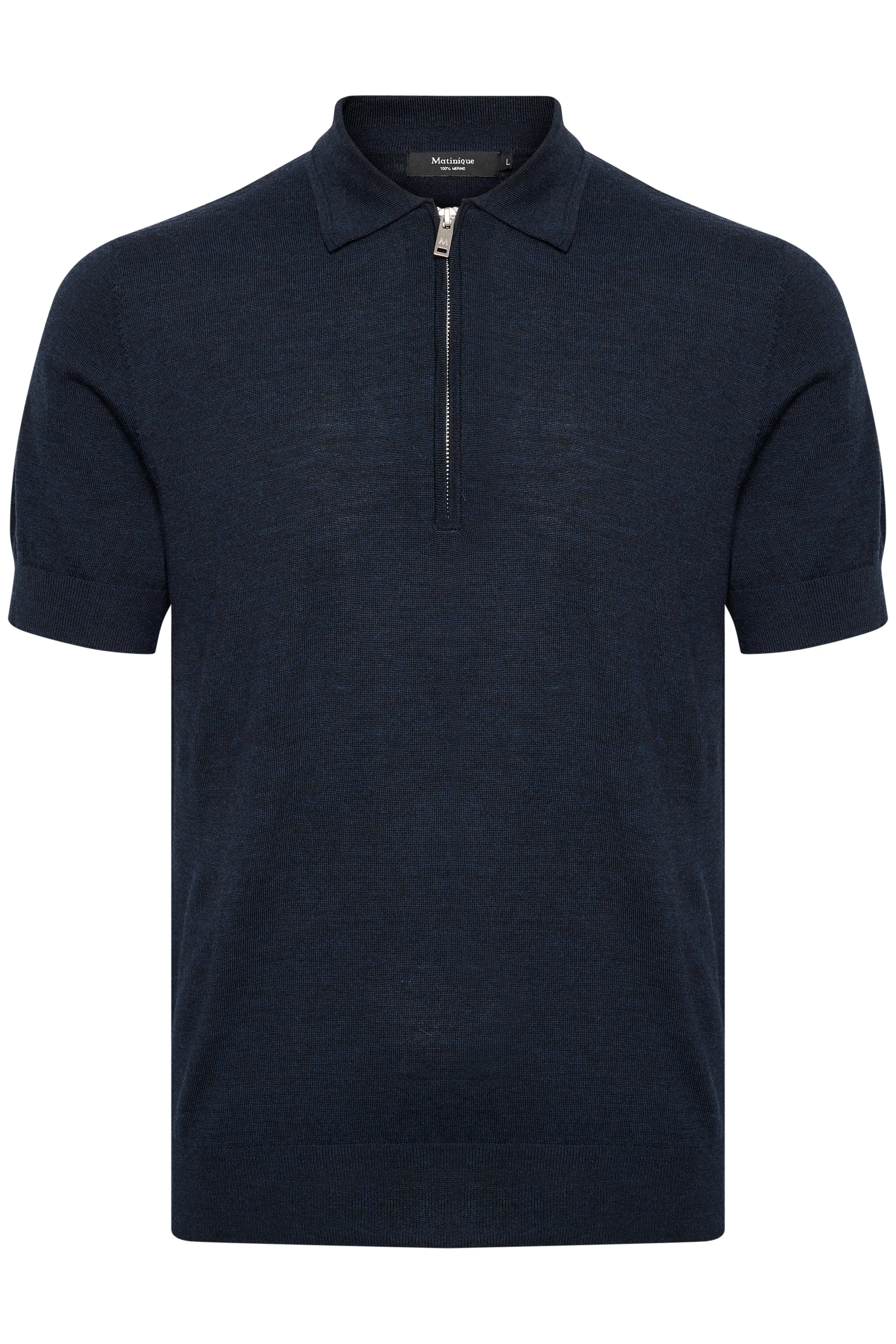 Matinique Wool Zip Polo Knit/Dark Navy Melange - AW23 SALE