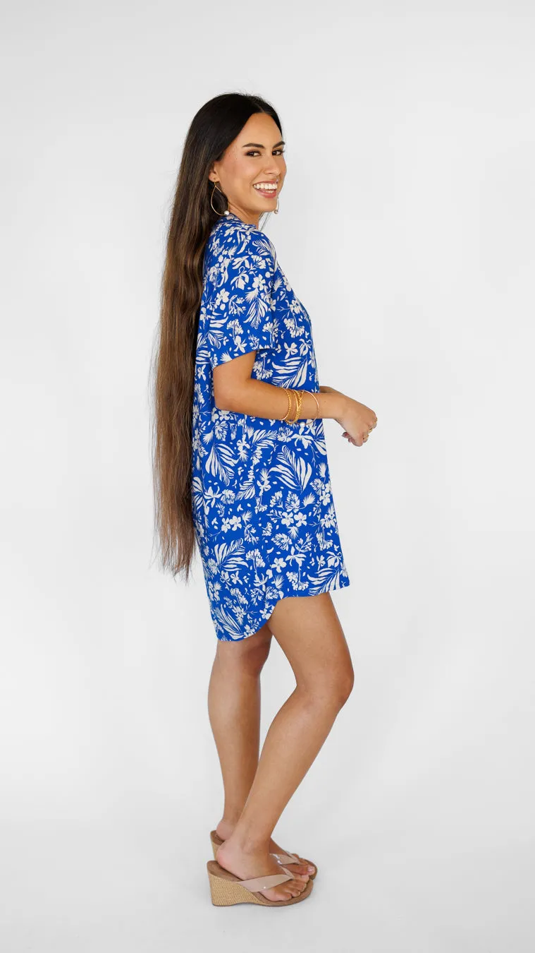 Maui Shirt Dress / Hula Sapphire