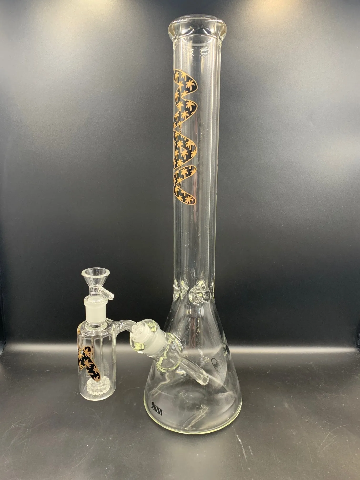 MAV 18 x 9mm Golden Palms Beaker Bong   Ash Catcher Combo