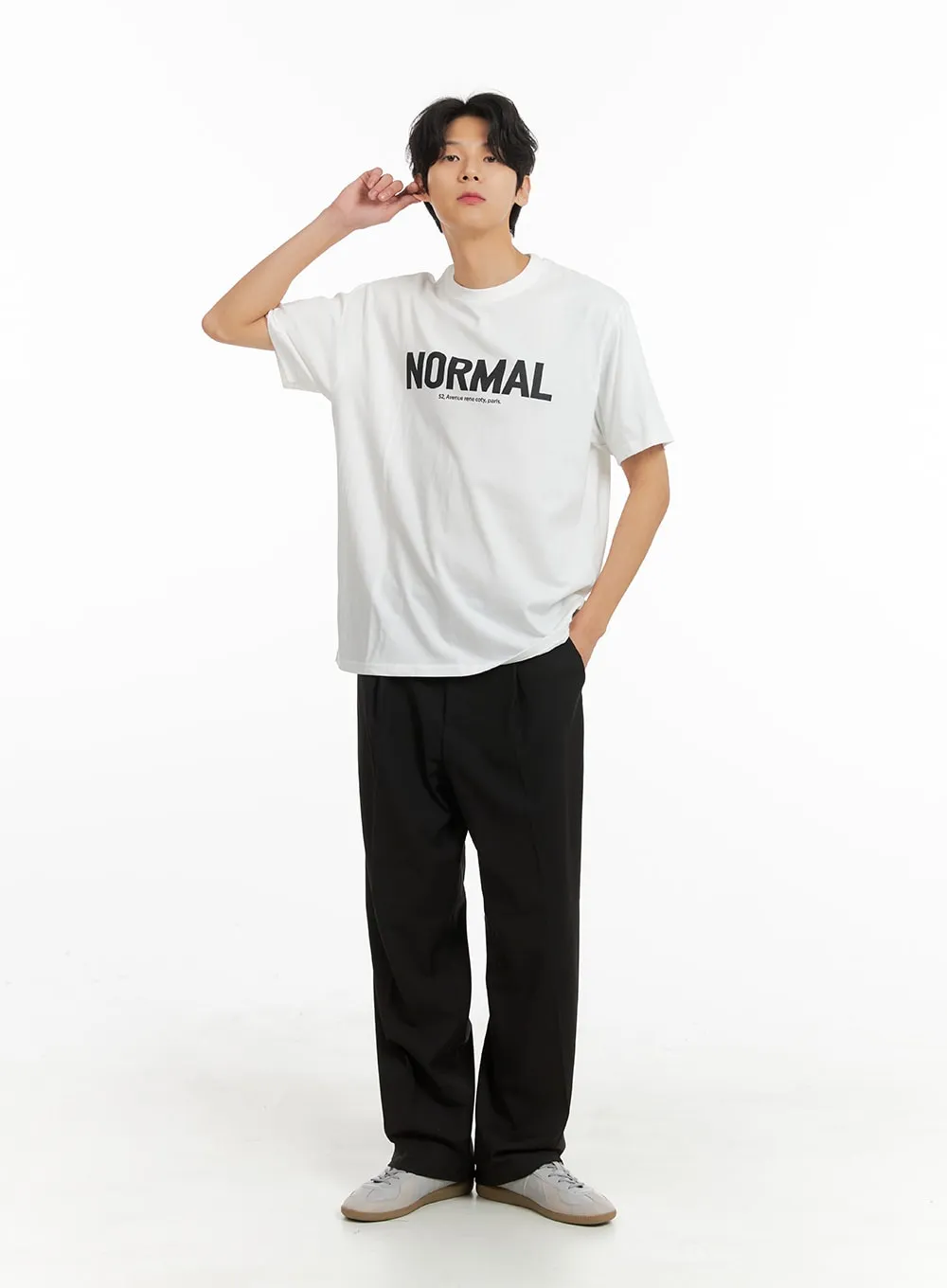 Men's Normal Graphic Lettering Tee IA401