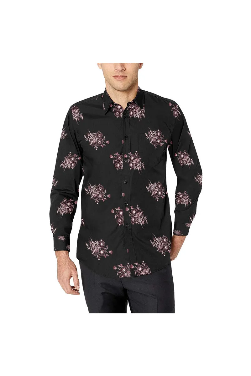 Midnight Black Floral Men's All Over Print Casual Dress Shirt (Model T61)