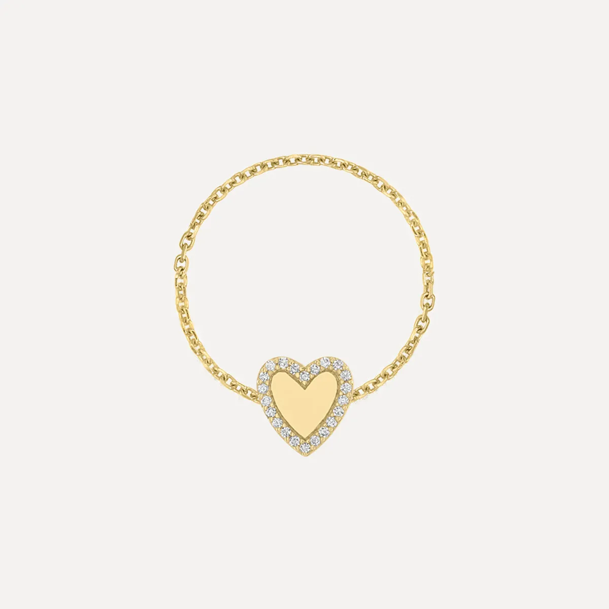 Mini Heart Chain Ring with Pave Outline