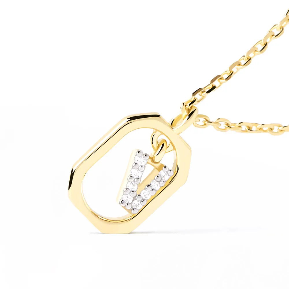 Moissanite Initial V Dangle Pendant Necklace